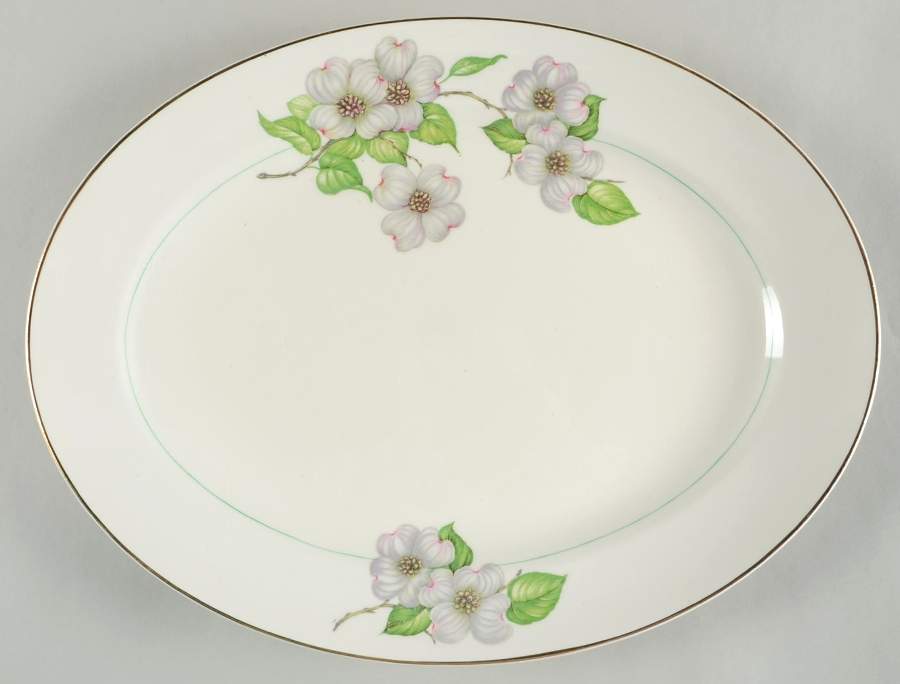 Dogwood (Smooth Edge) 15" Oval Serving Platter by Pope Gosser-1