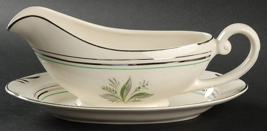 Encore (Platinum Inner Ring) Gravy Boat & Underplate by Pope Gosser-1