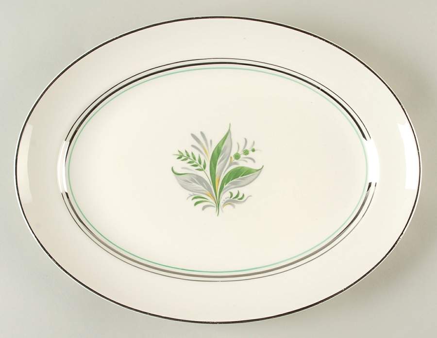 Encore (Platinum Inner Ring) 13" Oval Serving Platter by Pope Gosser-1