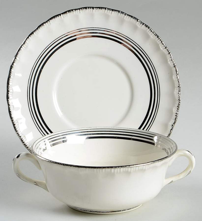 Estella Footed Cream Soup Bowl & Saucer Set by Pope Gosser-1