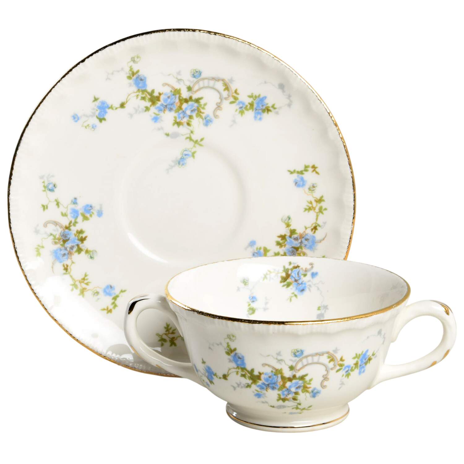 Fleurette Cream Soup Bowl & Saucer Set by Pope Gosser-1