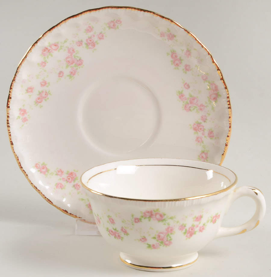 Florence (Scalloped Edge) Footed Cup & Saucer Set by Pope Gosser-1