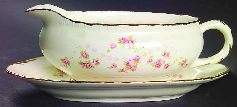 Florence (Scalloped Edge) Gravy Boat & Underplate/Relish by Pope Gosser-1