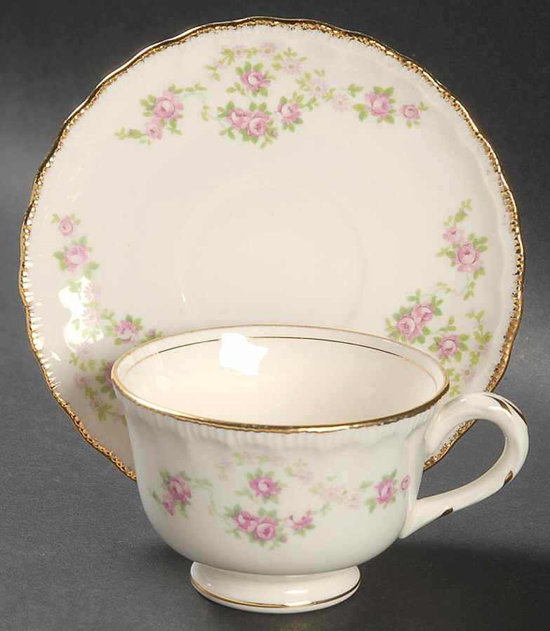 Florence (Scalloped Edge) Footed Demitasse Cup & Saucer Set by Pope Gosser-1