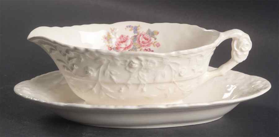 Gypsy Rose Gravy Boat & Underplate by Pope Gosser-1