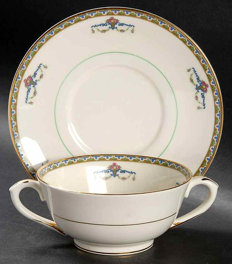 Melrose Footed Cream Soup Bowl & Saucer Set by Pope Gosser-1