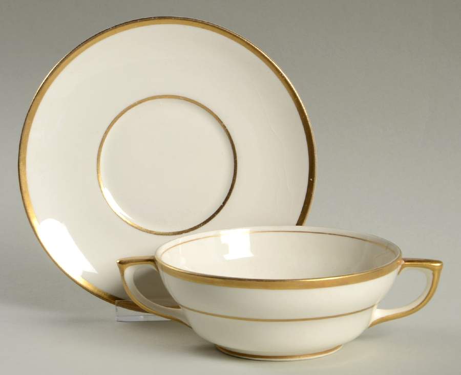 Pembroke Flat Cream Soup Bowl & Saucer Set by Pope Gosser-1