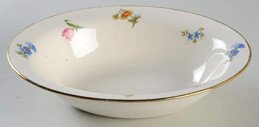 Pinafore (Brushed Gold Trim) 7" Oval Vegetable Bowl by Pope Gosser-1