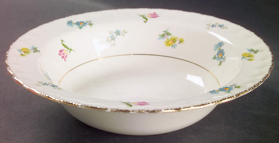 Pinafore (Brushed Gold Trim) 8" Round Vegetable Bowl by Pope Gosser-1