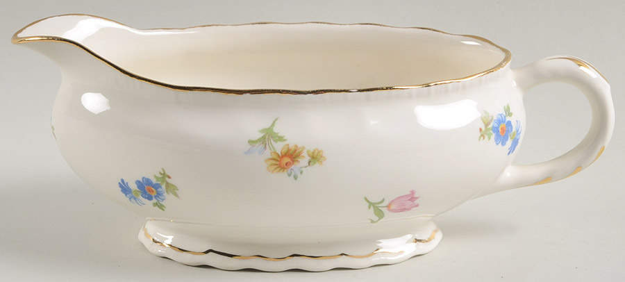Pinafore (Brushed Gold Trim) Gravy Boat by Pope Gosser-1