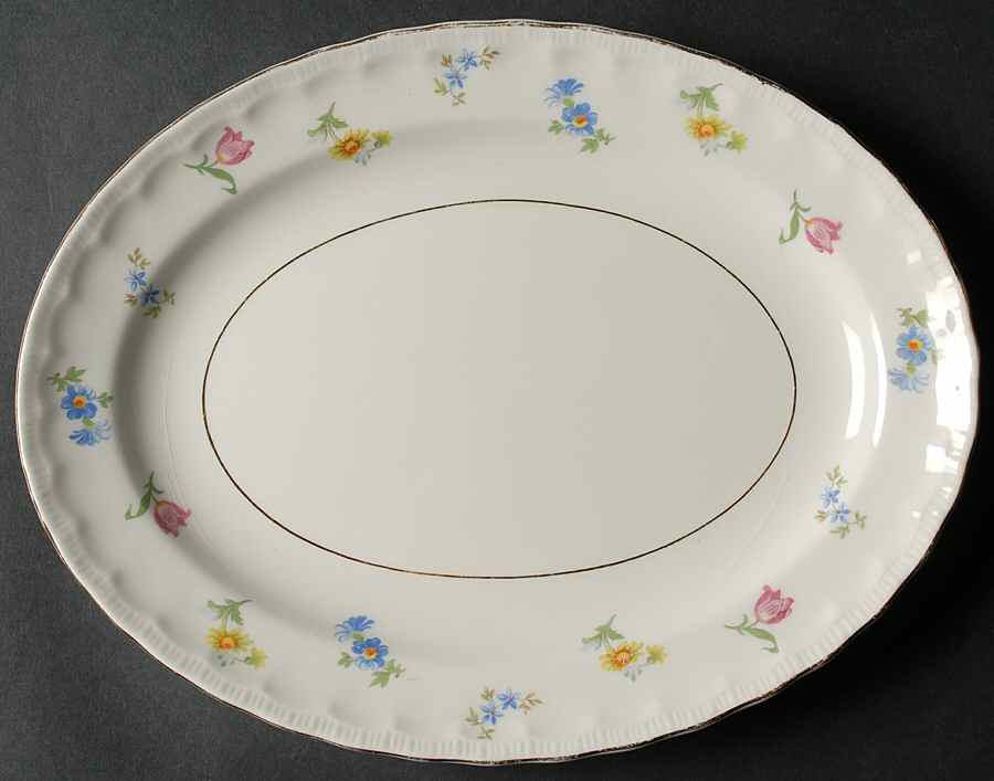 Pinafore (Brushed Gold Trim) 11" Oval Serving Platter by Pope Gosser-1