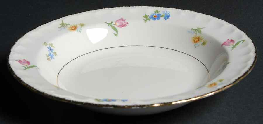 Pinafore (Brushed Gold Trim) Rim Soup Bowl by Pope Gosser-1