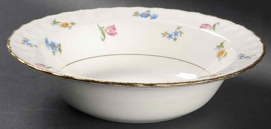 Pinafore (Brushed Gold Trim) 9" Round Vegetable Bowl by Pope Gosser-1