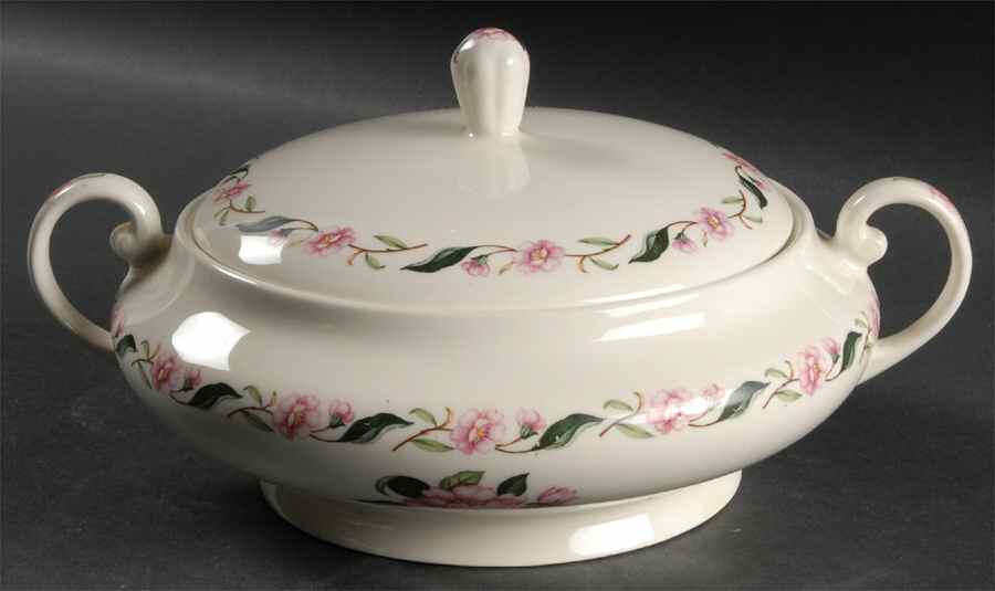 Pink Peony Round Covered Vegetable by Pope Gosser-1