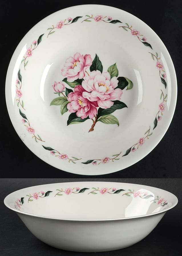 Pink Peony 9" Round Vegetable Bowl by Pope Gosser-1