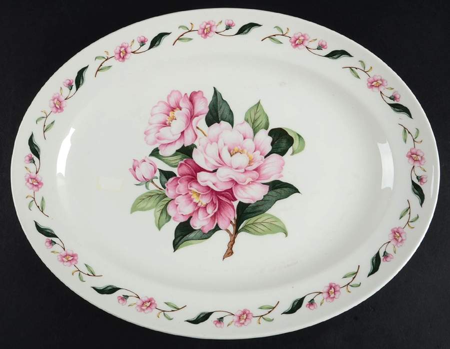 Pink Peony 11" Oval Serving Platter by Pope Gosser-1