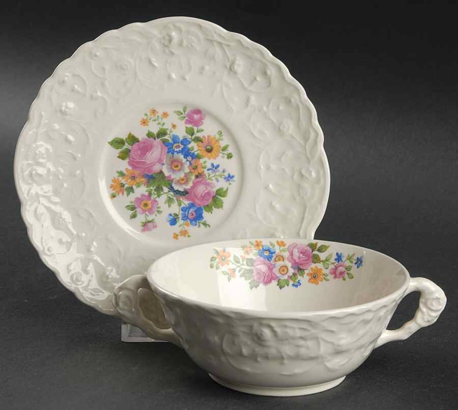 25004 Flat Cream Soup Bowl & Saucer Set by Pope Gosser-1