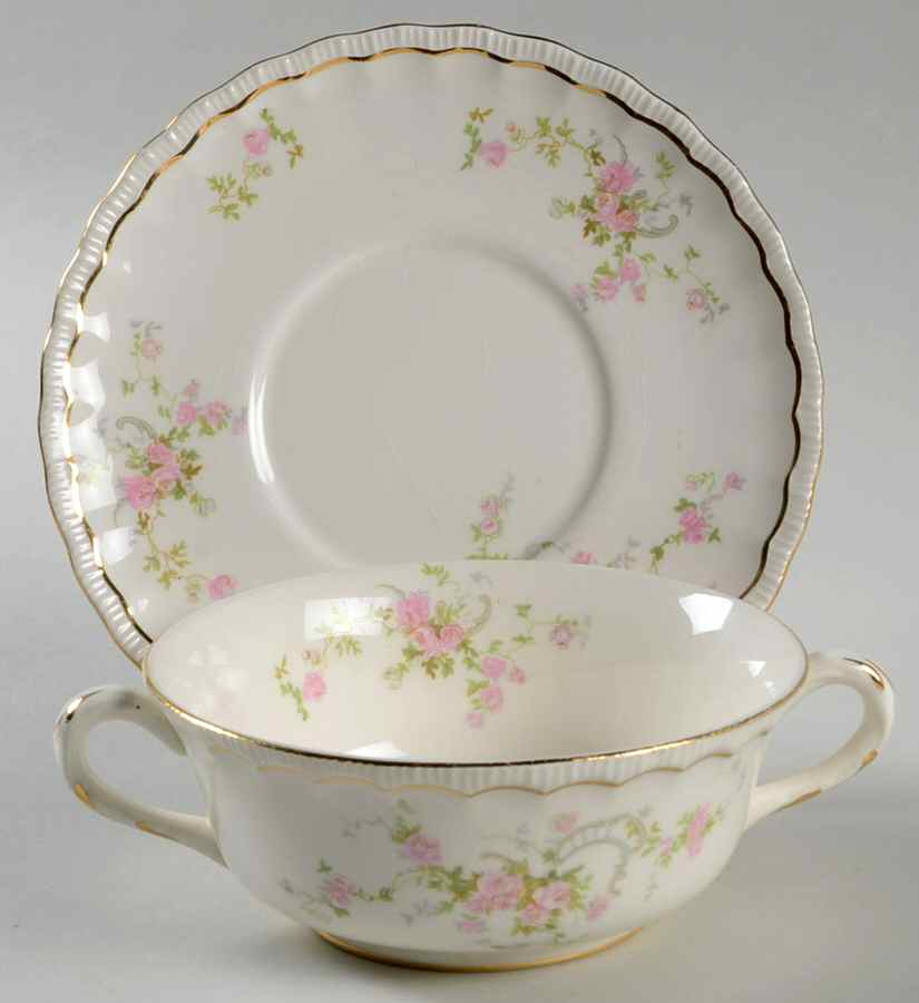 Princess Footed Cream Soup Bowl & Saucer Set by Pope Gosser-1