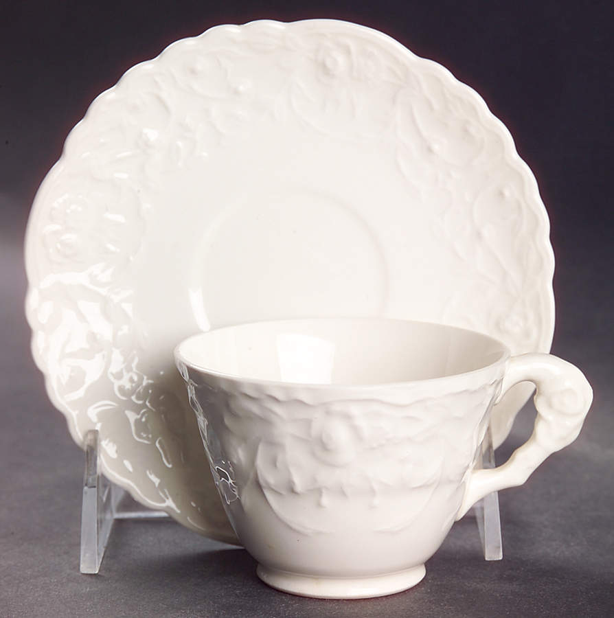 Rose Point Flat Demitasse Cup & Saucer Set by Pope Gosser-1