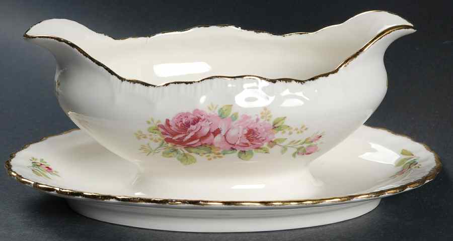 Royal Rose Gravy Boat with Attached Underplate by Pope Gosser-1