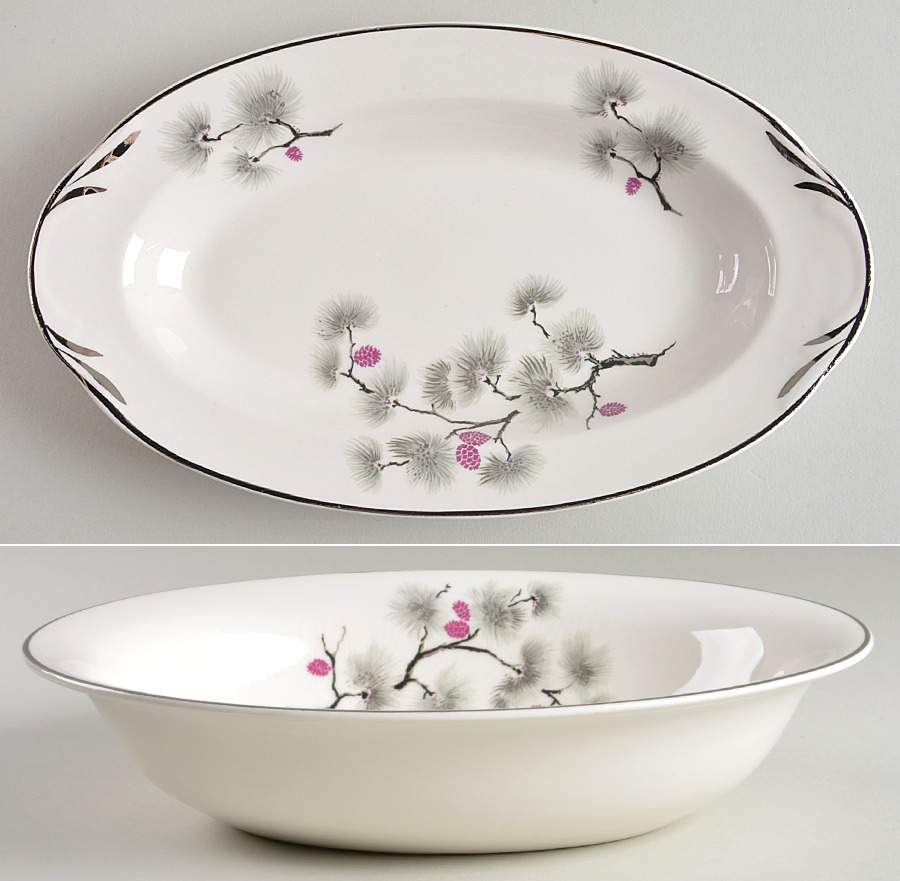 Silver Pine 10" Oval Vegetable Bowl by Pope Gosser-1