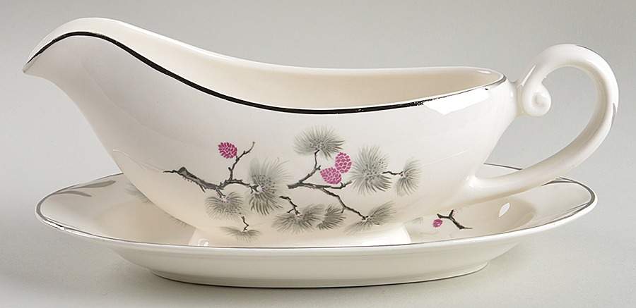 Silver Pine Gravy Boat & Underplate/Relish by Pope Gosser-1