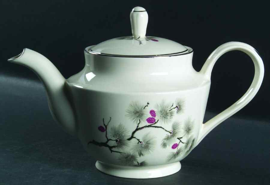 Silver Pine Teapot & Lid by Pope Gosser-1