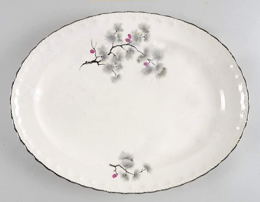 Silver Pine 15" Oval Serving Platter by Pope Gosser-1