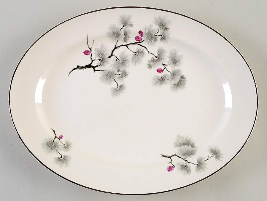 Silver Pine 11" Oval Serving Platter by Pope Gosser-1