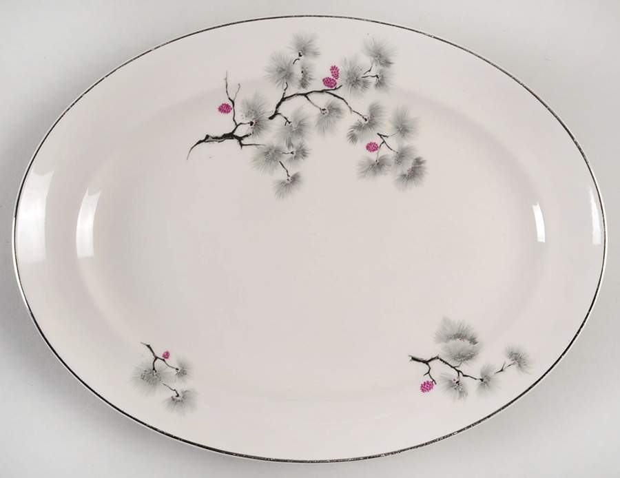Silver Pine 13" Oval Serving Platter by Pope Gosser-1