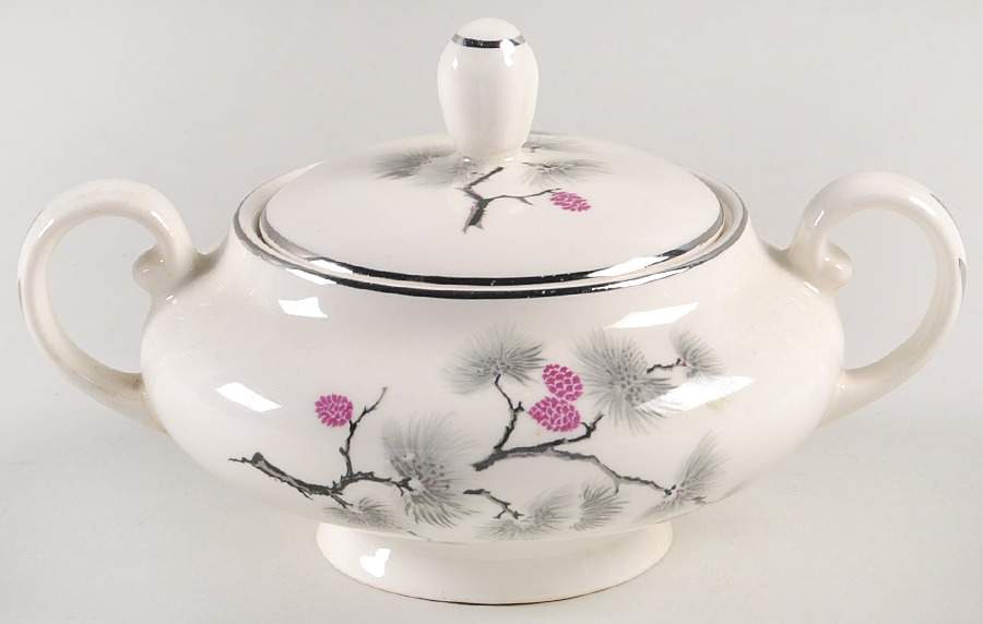 Silver Pine Sugar Bowl & Lid by Pope Gosser-1
