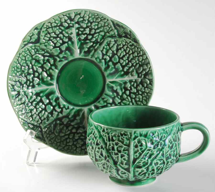 Cabbage Green Footed Cup & Saucer Set by Secla-1