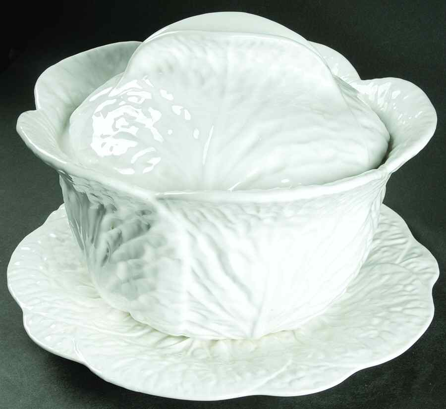 Cabbage White Tureen & Lid w/Underplate by Secla-1
