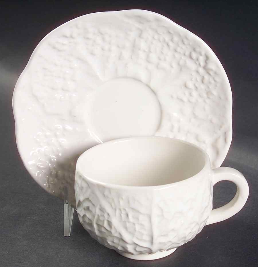 Cabbage White Flat Cup & Saucer Set by Secla-1