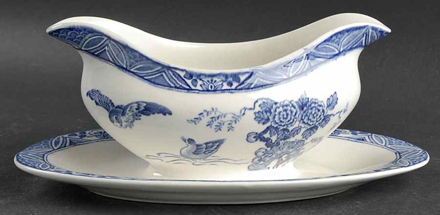 Mallard (No Trim) Gravy Boat with Attached Underplate by Pountney-1