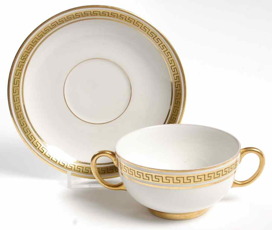 The Athena Footed Bouillon Cup & Saucer by Jean Pouyat-1