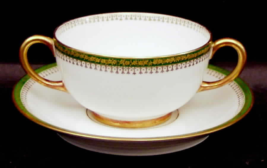 Narbonne (Verge, Rim) Footed Bouillon Cup & Saucer by Jean Pouyat-1