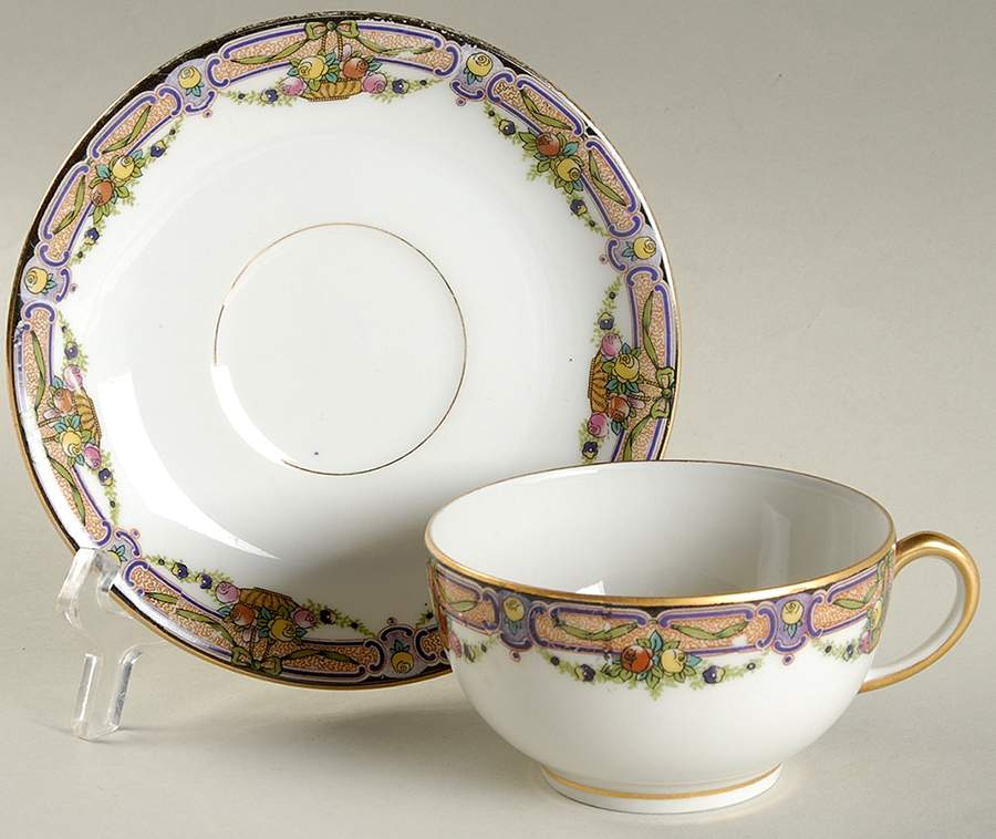 POY72 Footed Cup & Saucer Set by Jean Pouyat-1
