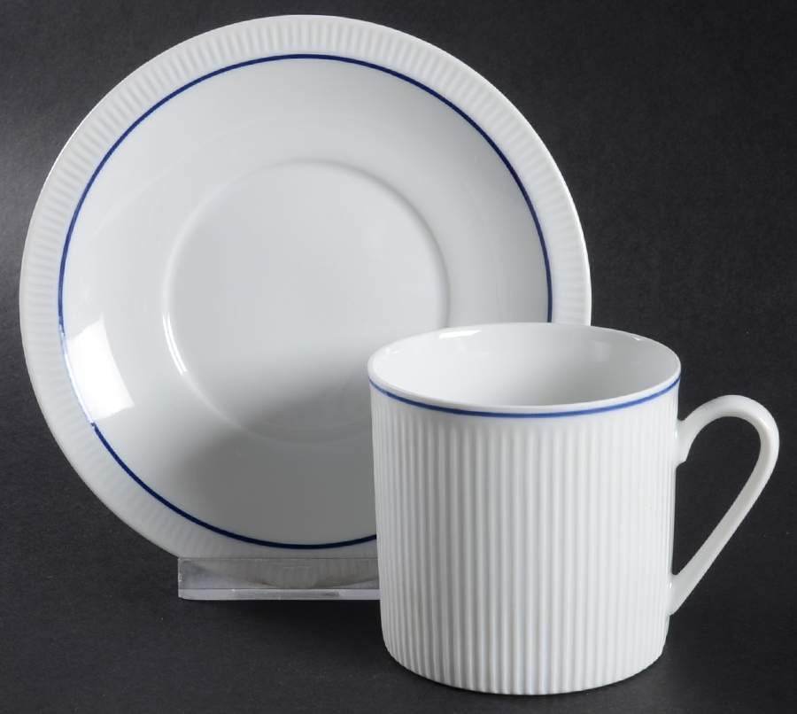 Blue Line Flat Cup & Saucer Set by Prisma-1