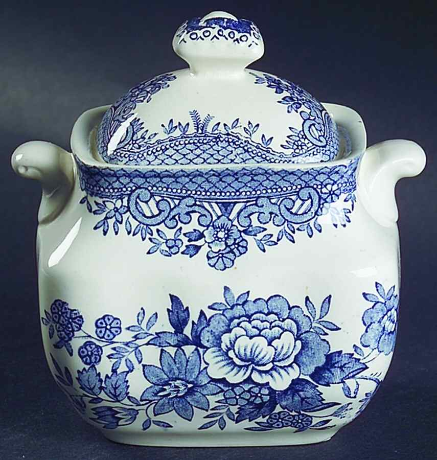 Asiatic Pheasants Blue Sugar Bowl & Lid by Premiere-1