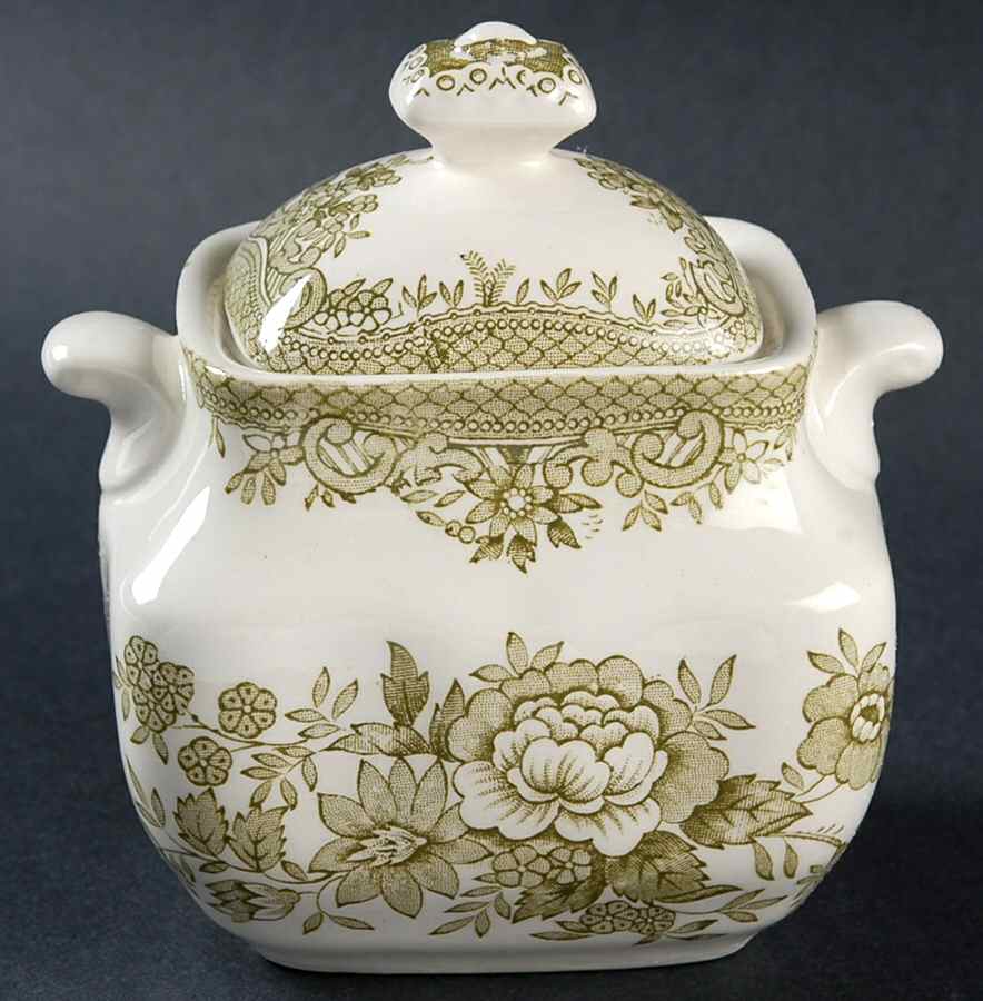 Asiatic Pheasants Green Sugar Bowl & Lid by Premiere-1