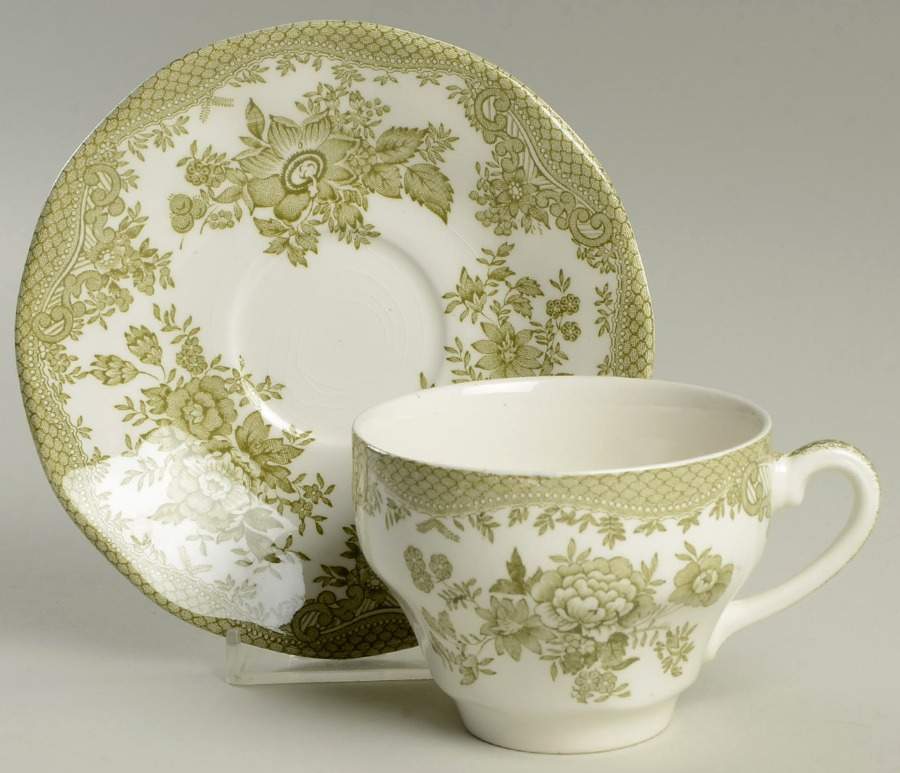 Asiatic Pheasants Green Flat Cup & Saucer Set by Premiere-1
