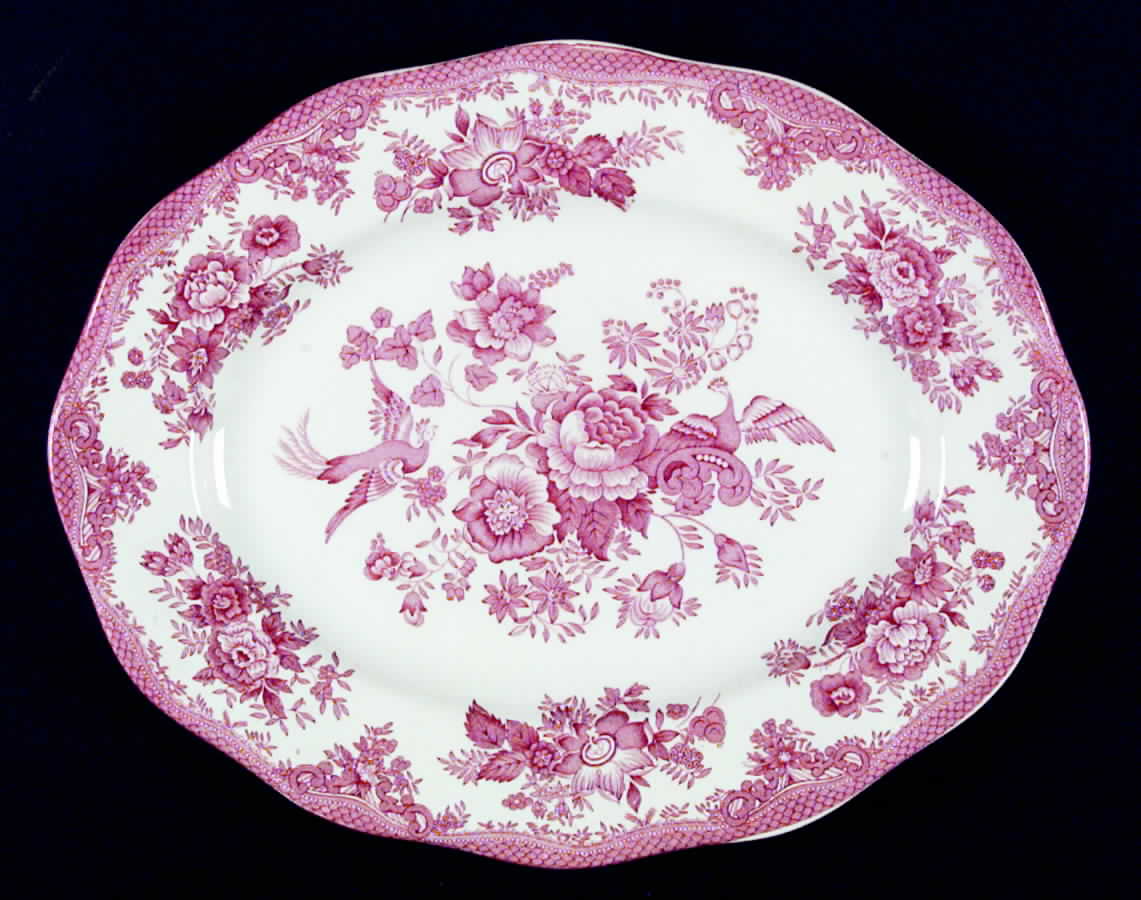 Asiatic Pheasants Red 12" Oval Serving Platter by Premiere-1
