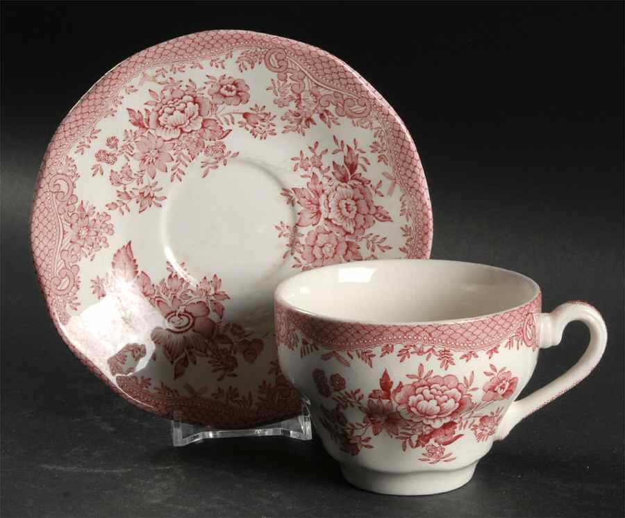 Asiatic Pheasants Red Flat Cup & Saucer Set by Premiere-1
