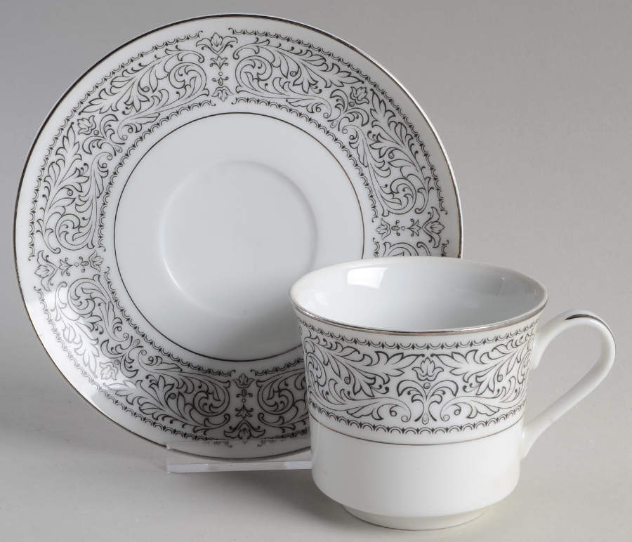 London Terrace (Platinum) Flat Cup & Saucer Set by Premiere-1