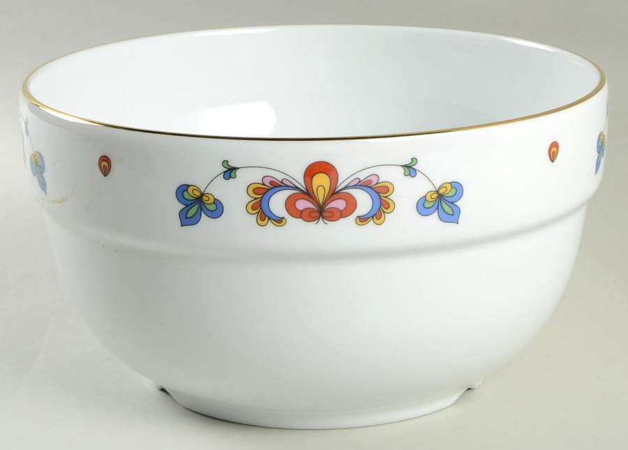 Farmer's Rose (Rim, Gold Trim) 9" Round Serving Bowl by Porsgrund-1