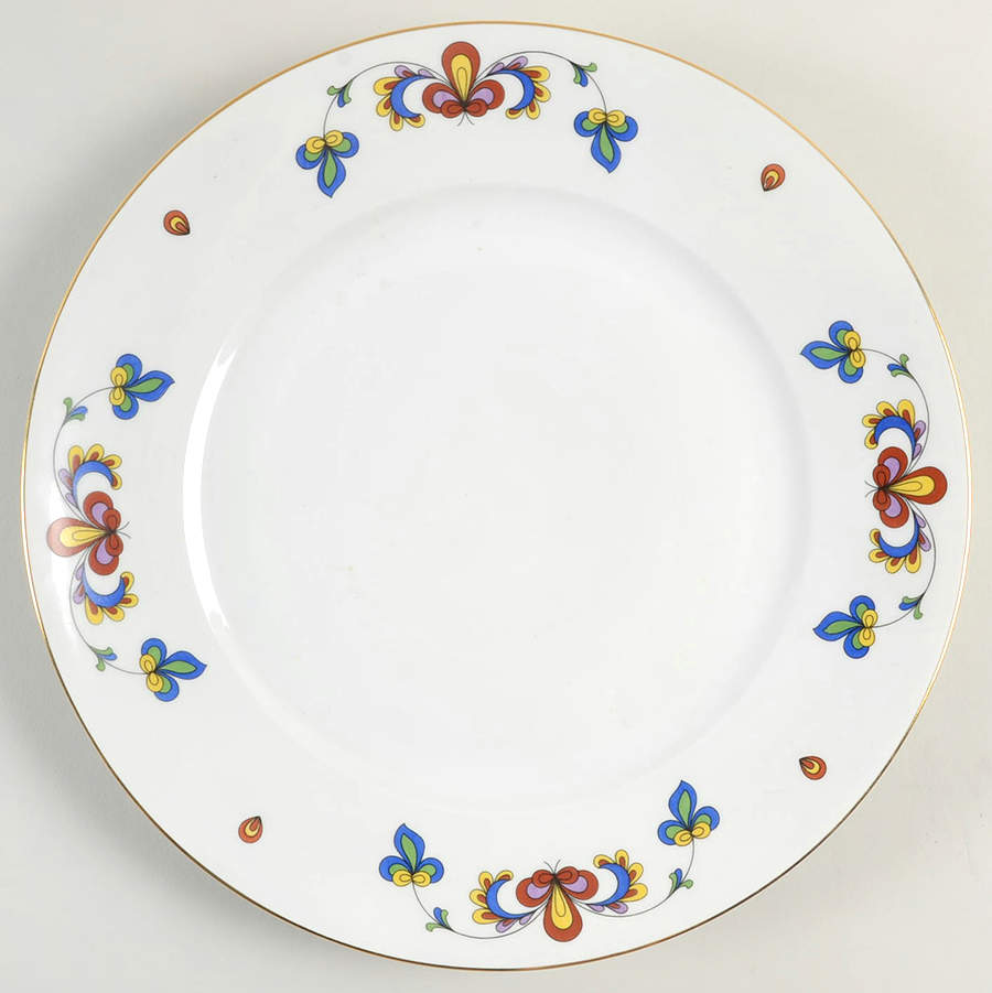 Farmer's Rose (Rim, Gold Trim) Large Dinner Plate by Porsgrund-1