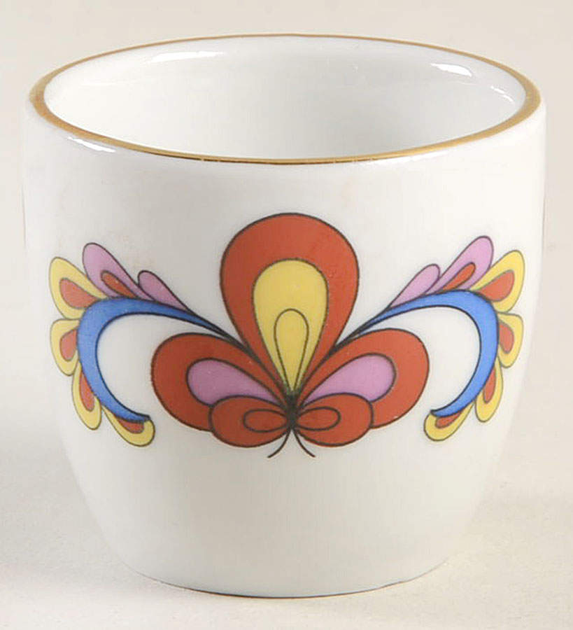 Farmer's Rose (Rim, Gold Trim) Single Egg Cup by Porsgrund-1