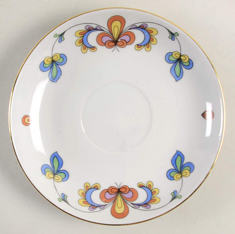 Farmer's Rose (Rim, Gold Trim) Saucer for Footed Cup by Porsgrund-1