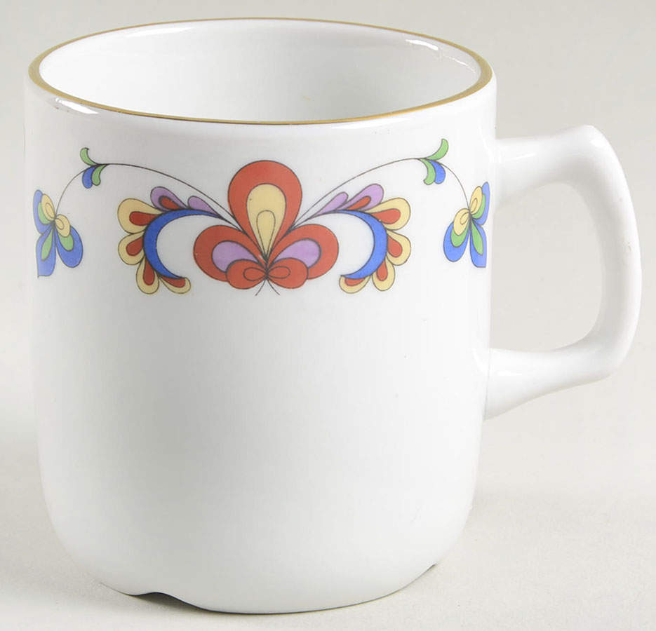 Farmer's Rose (Rim, Gold Trim) Mug by Porsgrund-1